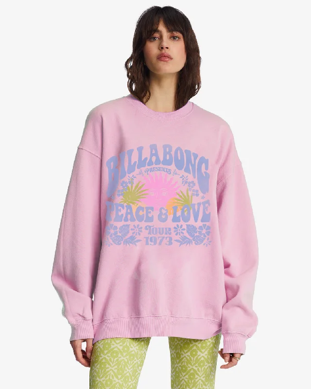 Ride In Oversized Crewneck Sweatshirt - Washed Pink Hooded Sweatshirt Casual Wear Street Style