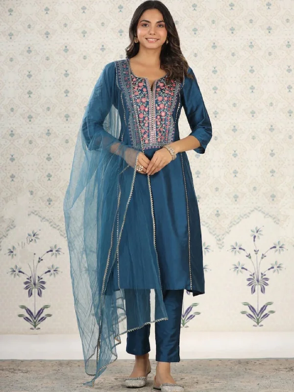Teal Attractive Designer Readymade Pant Suit With Embroidery Work Trendy Velvet Pants Teal Attractive Designer Readymade Pant Suit With Embroidery Work Trendy Velvet Pants