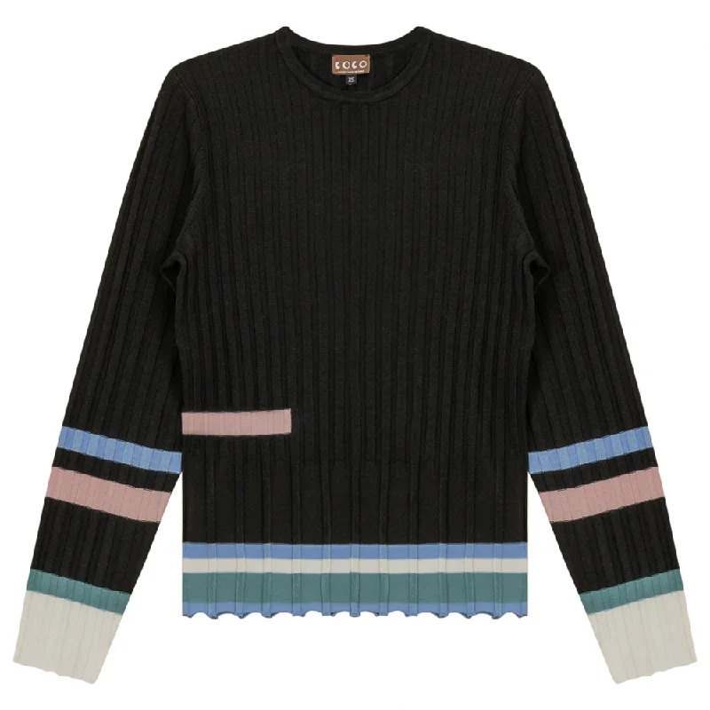 Coco Ribbed Stripe Sweater Boxy Sweater Fitted Sweater A-Line