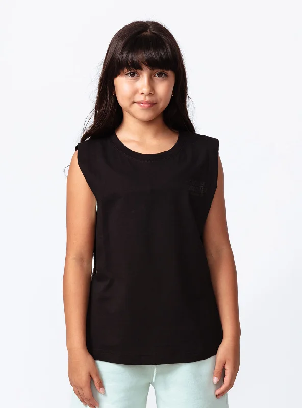 Unisex Kids Freestyle Max Tank Black cold shoulder tank