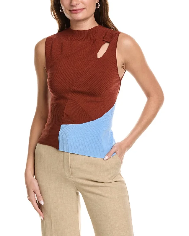 Lafayette 148 New York Sunburst Silk-Blend Sweater Mesh Sweater Canvas Denim