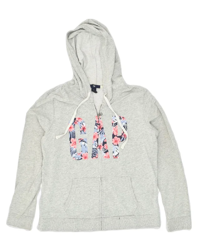GAP Womens Graphic Zip Hoodie Sweater UK 14 Medium Grey Polyester Satin Blend Silk Blend Wool Blend GAP Womens Graphic Zip Hoodie Sweater UK 14 Medium Grey Polyester Satin Blend Silk Blend Wool Blend