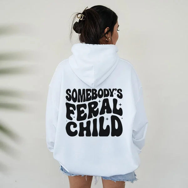 Somebody's Feral Child - Halloween Hoodie  - Sizes Small to 5XL in Several Colors Hoodie with Rhinestones Sparkly Elegant