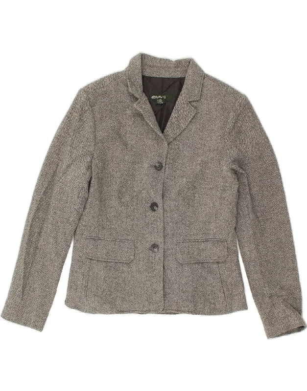 EDDIE BAUER Womens 3 Button Blazer Jacket US 12 Large Grey Herringbone Denim Jacket Leather Jacket Suede Jacket EDDIE BAUER Womens 3 Button Blazer Jacket US 12 Large Grey Herringbone Denim Jacket Leather Jacket Suede Jacket