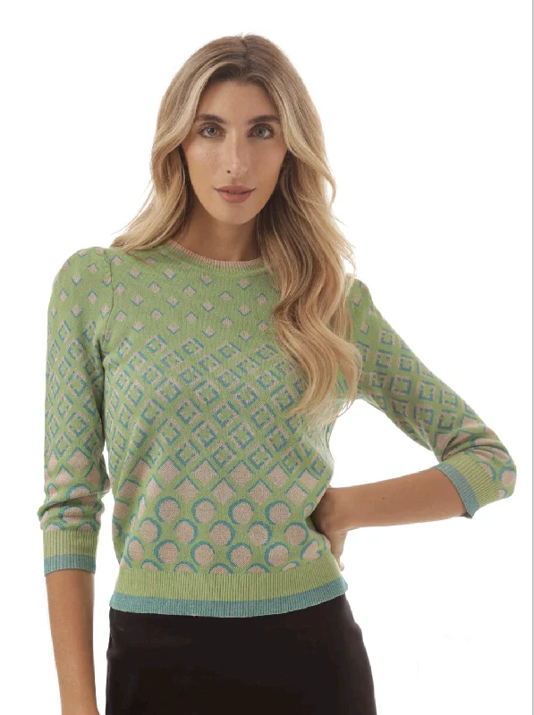 Pascal Shimmer Design Sweater Satin Blend Silk Blend Wool Blend