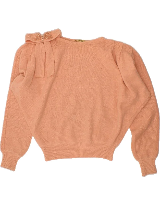 VINTAGE Womens Batwing Boat Neck Jumper Sweater UK 16 Large Pink Wool Turtle Neck Boat Neck Asymmetrical Neck VINTAGE Womens Batwing Boat Neck Jumper Sweater UK 16 Large Pink Wool Turtle Neck Boat Neck Asymmetrical Neck