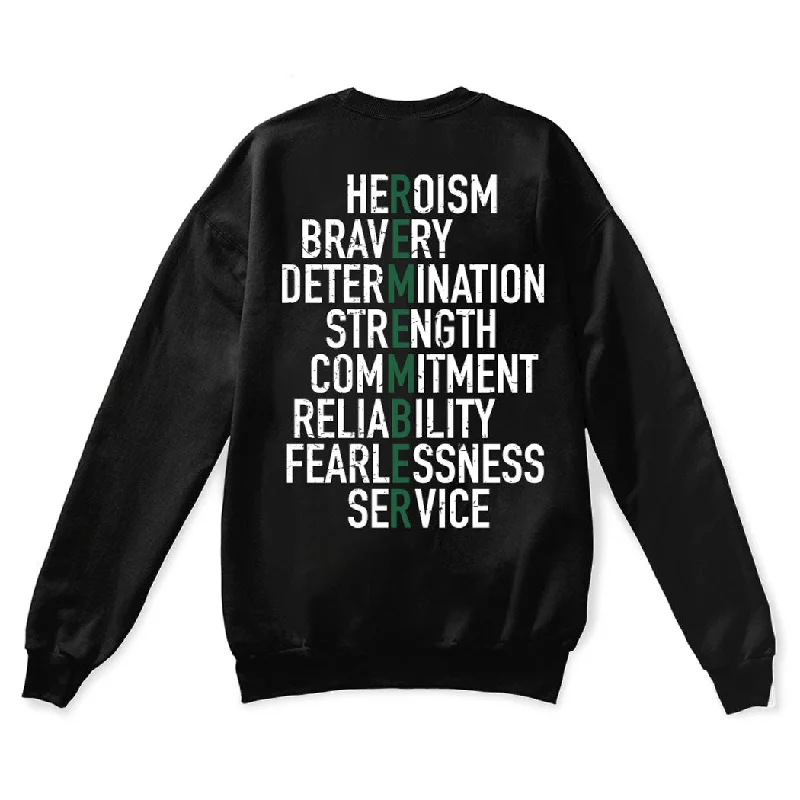 Crewneck Sweatshirt - Thin Green Line Remember Hoodie with Crew Neck Simple Timeless