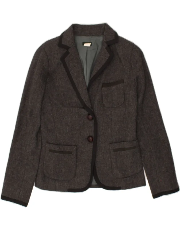 J. CREW Womens 2 Button Blazer Jacket US 2 XS Grey Wool Toggled Jacket Drawstring Jacket Belted Jacket J. CREW Womens 2 Button Blazer Jacket US 2 XS Grey Wool Toggled Jacket Drawstring Jacket Belted Jacket