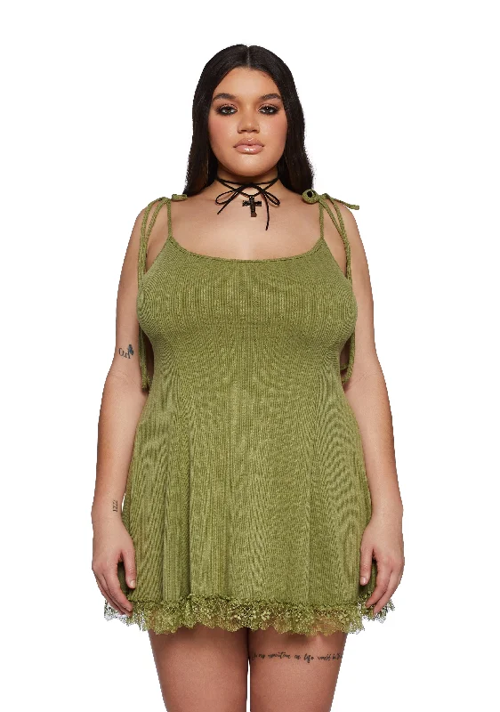 Plus Without A Care Fit N' Flare Dress - Green Tunics Spring floral