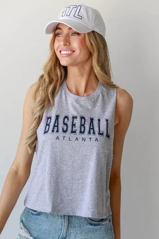 Heather Grey Baseball Atlanta Muscle Tank lavender tank top
