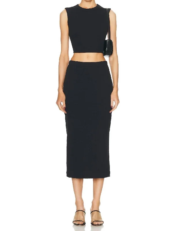 Textured Jacquard Skirt In Black wool skirt breathable