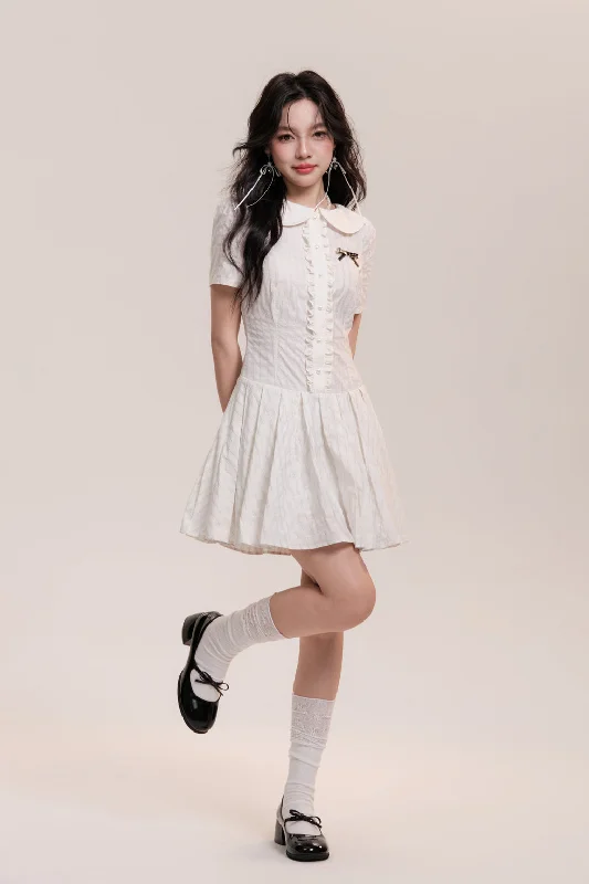 Round Collar Dolly Frill Stripe Design Dress AOO0033 Tunics Denim casual