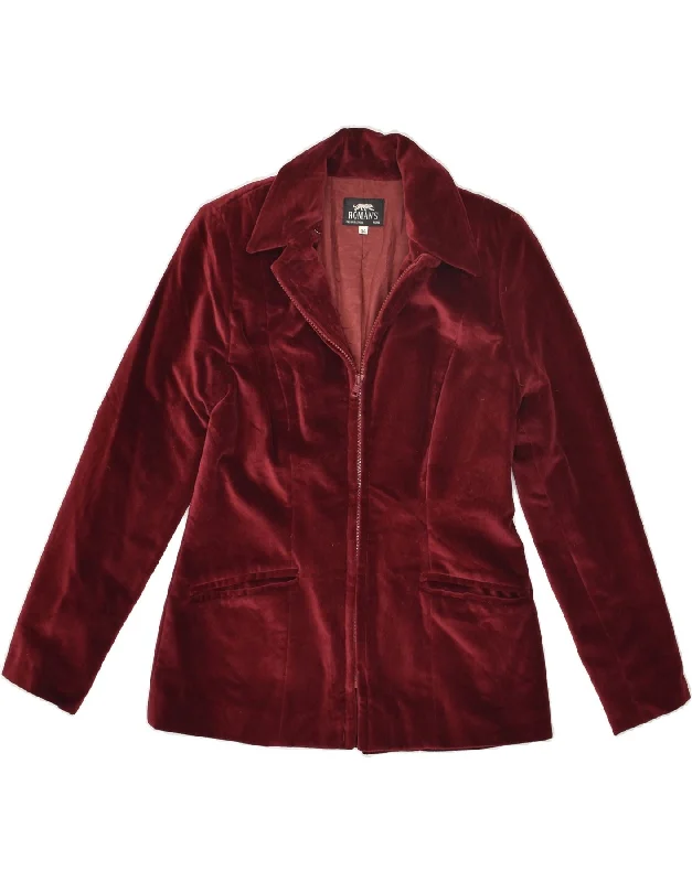 ROMAN'S Womens Full Zip Blazer Jacket IT 44 Medium Maroon Polyester Trench Coat Raincoat Waterproof Jacket ROMAN'S Womens Full Zip Blazer Jacket IT 44 Medium Maroon Polyester Trench Coat Raincoat Waterproof Jacket