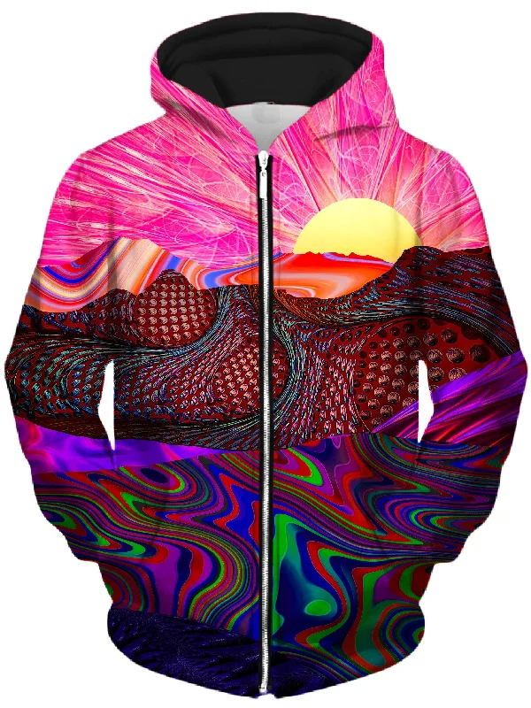 Trippy Trek Unisex Zip-Up Hoodie Hoodie with Full-Zip Functional Layering