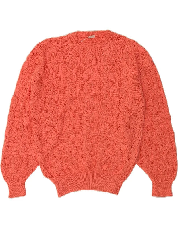 VINTAGE Womens Crew Neck Jumper Sweater UK 14 Medium Pink Cotton Mesh Fabric Canvas Fabric Denim Fabric VINTAGE Womens Crew Neck Jumper Sweater UK 14 Medium Pink Cotton Mesh Fabric Canvas Fabric Denim Fabric