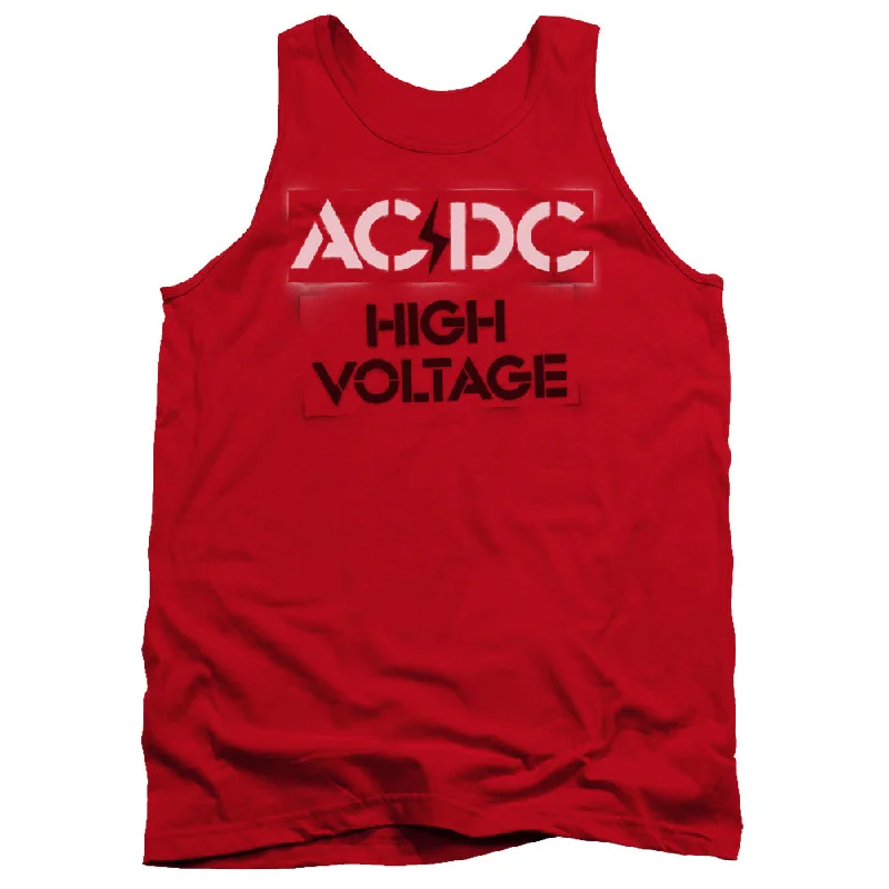 AC/DC Impressive Tank Top, Stencil High Voltage turquoise tank top
