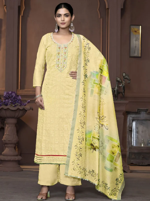 Yellow Designer Readymade Pant Suit With Printed Hand Work Stylish Harem Pants