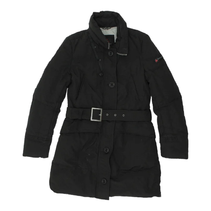Peuterey Womens Black Mid Length Down Padded Coat | Vintage Designer Jacket VTG Snapped Jacket Toggled Jacket Drawstring Jacket Peuterey Womens Black Mid Length Down Padded Coat | Vintage Designer Jacket VTG Snapped Jacket Toggled Jacket Drawstring Jacket
