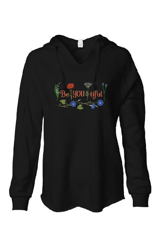 BeYOUtiful — Women's Relaxed Hoodie Hoodie with Exposed Zipper Edgy Industrial