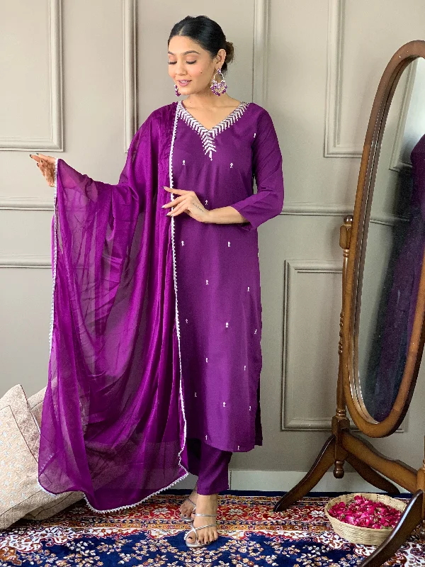 Purple Designer Readymade Pant Suit With Thread Sequance Embroidery Work Fashionable Work Pants Purple Designer Readymade Pant Suit With Thread Sequance Embroidery Work Fashionable Work Pants