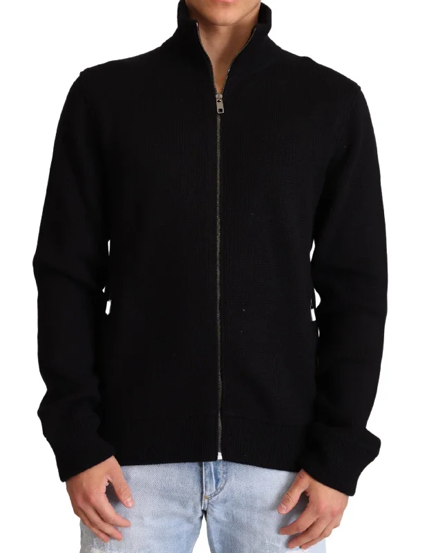 Elegant High Neck Cashmere Blend Sweater Collared Crew Neck Turtle Neck