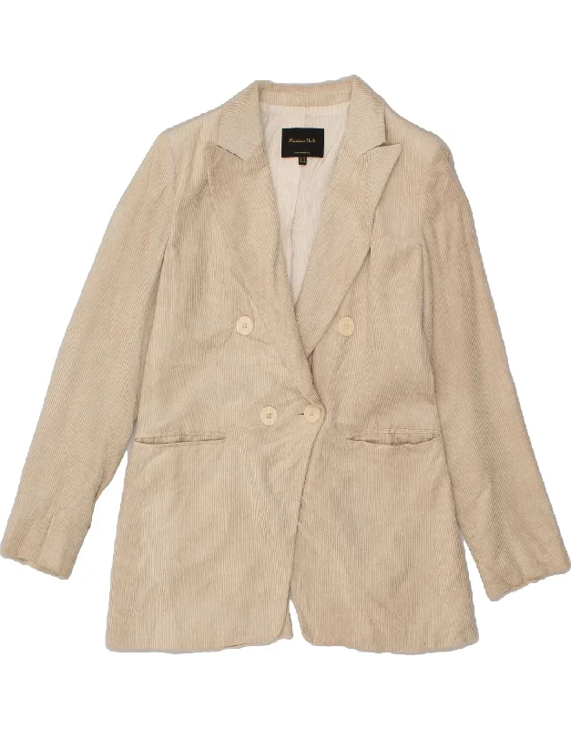 MASSIMO DUTTI Womens Double Breasted Blazer Jacket EU 38 Small Beige Front Pockets Side Pockets Patch Pockets MASSIMO DUTTI Womens Double Breasted Blazer Jacket EU 38 Small Beige Front Pockets Side Pockets Patch Pockets
