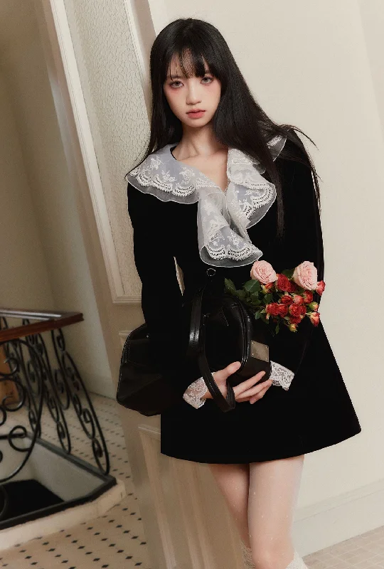 French Velvet Embroidery Lace Dress FRA0261 Tunics Plaid country
