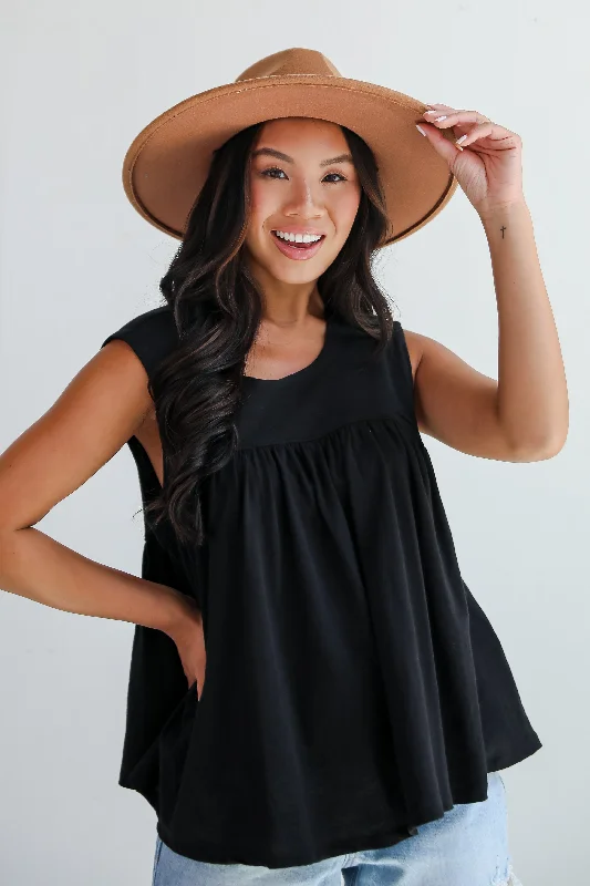 FINAL SALE - Playful Delight Black Babydoll Tank bright tank top