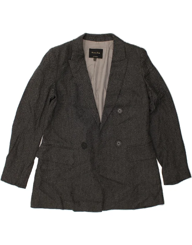MASSIMO DUTTI Womens Double Breasted Blazer Jacket EU 42 Large Grey Cotton Print Jacket Jacquard Jacket Embroidered Jacket MASSIMO DUTTI Womens Double Breasted Blazer Jacket EU 42 Large Grey Cotton Print Jacket Jacquard Jacket Embroidered Jacket