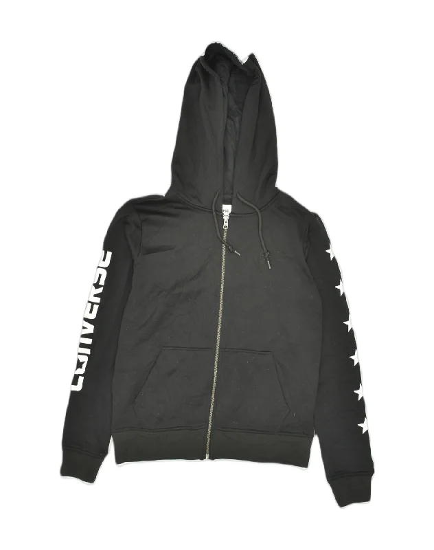 CONVERSE Womens Graphic Zip Hoodie Sweater UK 6 XS Black Cotton Wool Sweater Cotton Sweater Cashmere Sweater CONVERSE Womens Graphic Zip Hoodie Sweater UK 6 XS Black Cotton Wool Sweater Cotton Sweater Cashmere Sweater