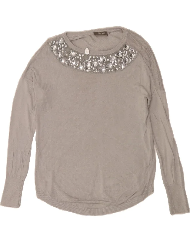 OASIS Womens Boat Neck Jumper Sweater UK 6 XS Grey Viscose Welt Pockets Slit Pockets Flap Pockets OASIS Womens Boat Neck Jumper Sweater UK 6 XS Grey Viscose Welt Pockets Slit Pockets Flap Pockets