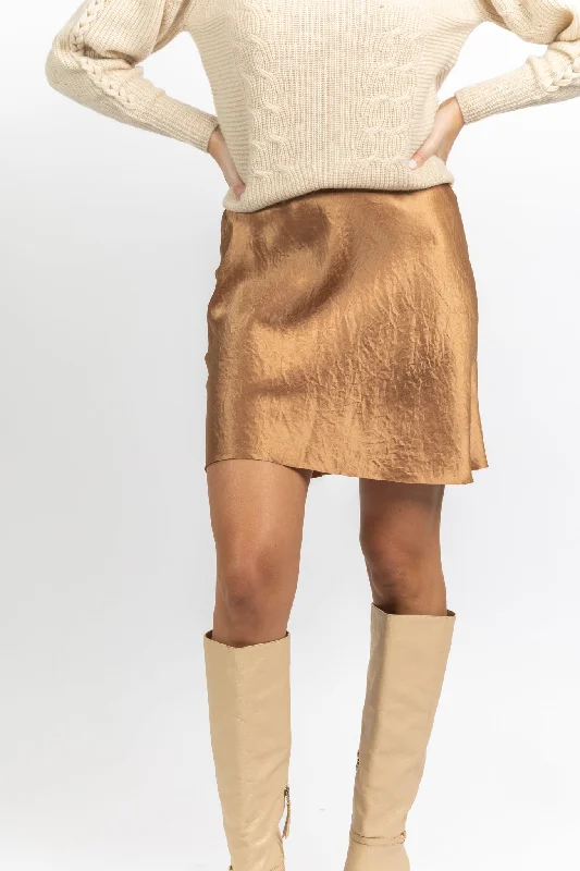Vince Short Slip Skirt Rose Gold zip skirt side