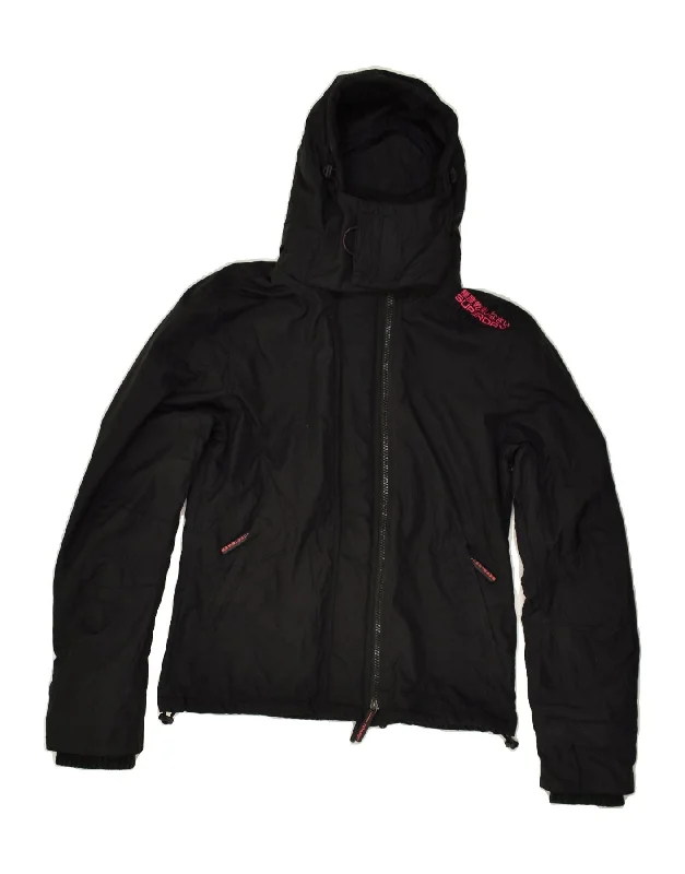 SUPERDRY Womens Windcheater Hooded Windbreaker Jacket UK 10 Small Black Cotton Jacket Linen Jacket Terry Jacket SUPERDRY Womens Windcheater Hooded Windbreaker Jacket UK 10 Small Black Cotton Jacket Linen Jacket Terry Jacket