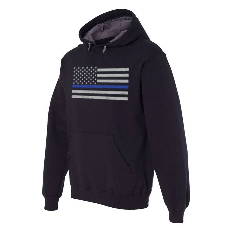 Lightweight Hoodie - Classic Flag, Thin Blue Line, Unisex Hoodie with Reflective Safety Nightwear