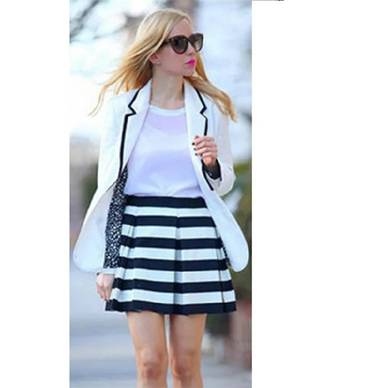 skirts womens Casual Striped Short Skirt Elastic waist A-Line Plus Size Print Mini Fashion 22 chiffon skirt delicate