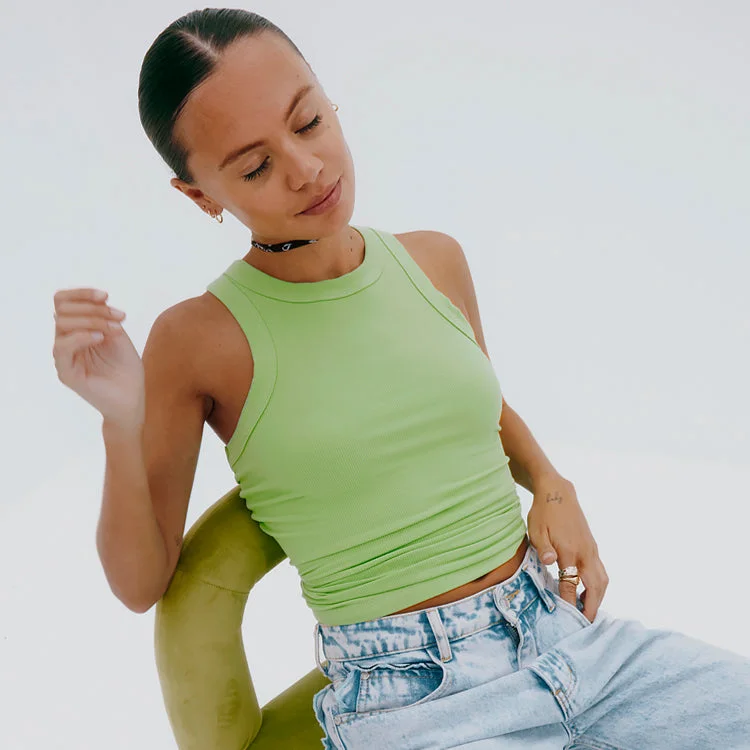 Green Ribbed Tank Top vintage tank top