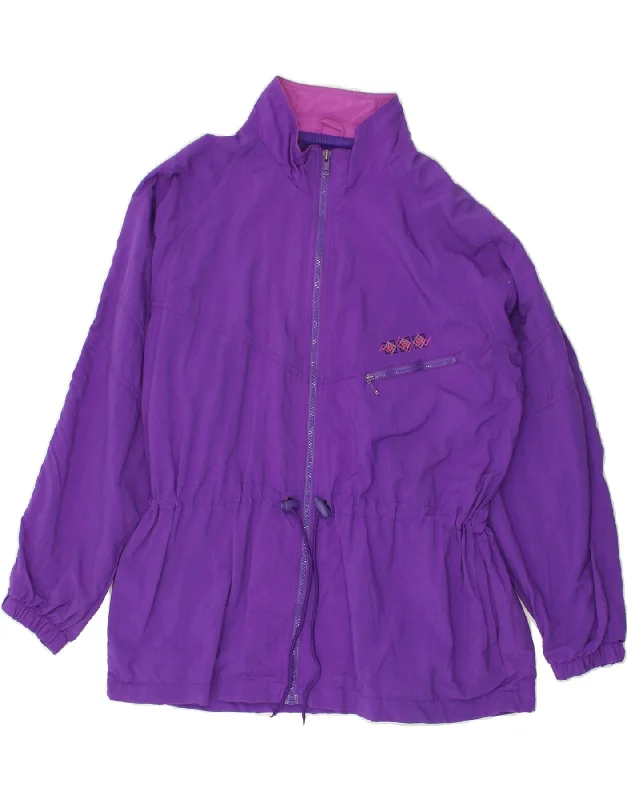 L.L.BEAN Womens Rain Jacket UK 16 Large Purple Zip Front Button Front Snap Front