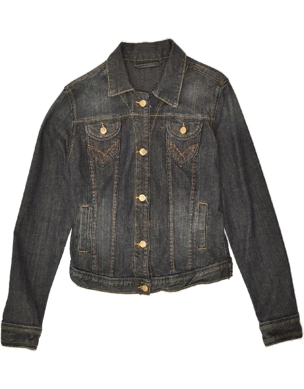 VINTAGE Womens Denim Jacket UK 14 Large Blue Cotton Insulated Jacket Fitted Jacket Loose Jacket VINTAGE Womens Denim Jacket UK 14 Large Blue Cotton Insulated Jacket Fitted Jacket Loose Jacket