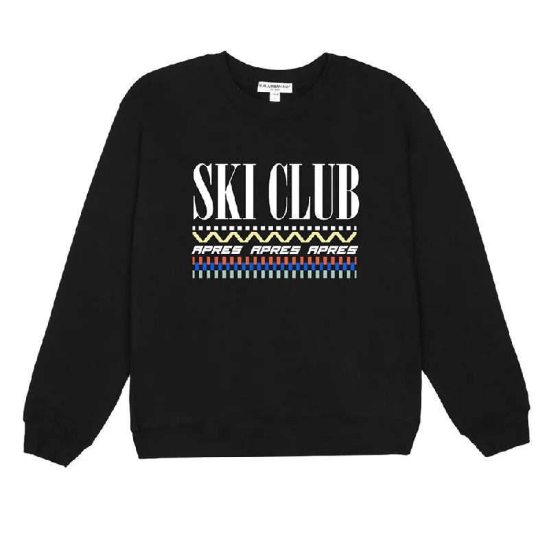 Ski Club Geo Classic Sweatshirt Hoodie with Slit Hem Functional Movement