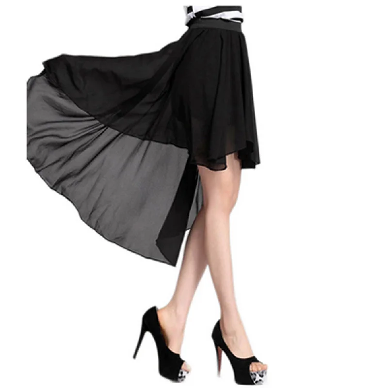 Women's Asymmetrical Soft Chiffon Skirt, Bohemian Princess Pleated Long Maxi Dance Skirts 9 colors lace skirt romantic