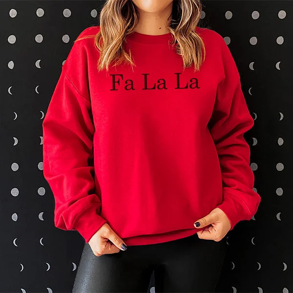 Christmas Sweatshirt, Fa La La Minimalist Design - Regular and Glitter Print - Christmas Hoodie Hoodie with Turtle Neck Cozy Winter