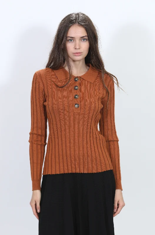 Harper JW2153-B Ribbed Button Sweater Embroidered Appliqued Beaded