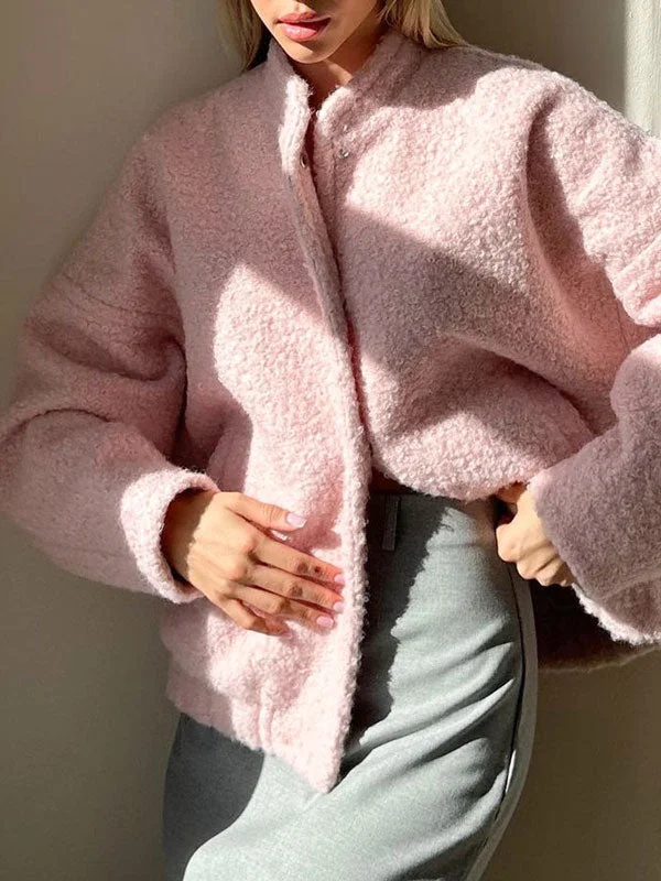 Stand Collar Fleece Teddy Jacket Striped Jacket Polka Dot Jacket Floral Jacket