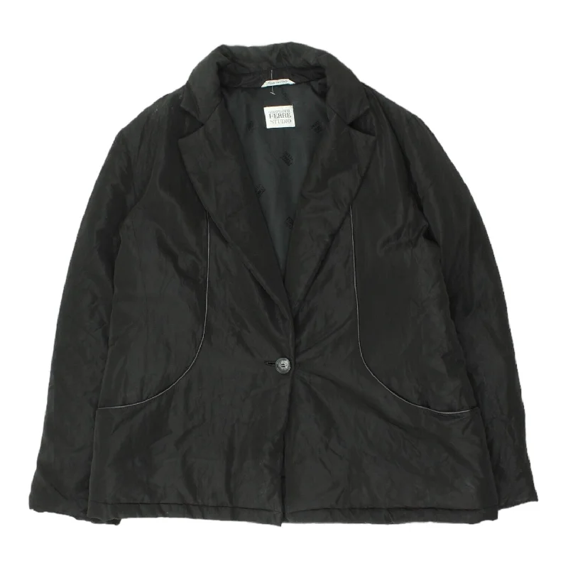 Gianfranco Ferre Womens Black Button Up Jacket | Vintage High End Designer VTG Tiered Jacket Buttoned Jacket Zippered Jacket Gianfranco Ferre Womens Black Button Up Jacket | Vintage High End Designer VTG Tiered Jacket Buttoned Jacket Zippered Jacket