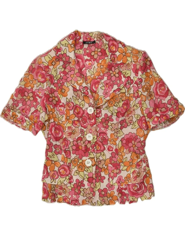 ELISA LANDRI Womens 3 Button Blazer Jacket IT 44 Medium Red Floral Linen Oversized Jacket Tailored Jacket Straight Jacket ELISA LANDRI Womens 3 Button Blazer Jacket IT 44 Medium Red Floral Linen Oversized Jacket Tailored Jacket Straight Jacket