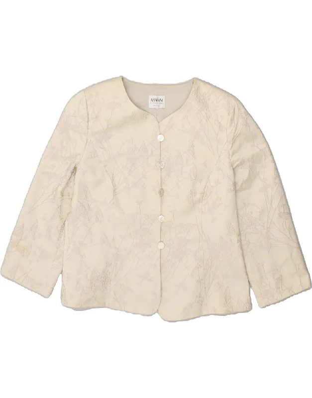 ARMANI COLLEZIONI Womens 5 Button Blazer Jacket IT 50 XL Off White Floral Rayon Jacket Velvet Jacket Corduroy Jacket ARMANI COLLEZIONI Womens 5 Button Blazer Jacket IT 50 XL Off White Floral Rayon Jacket Velvet Jacket Corduroy Jacket