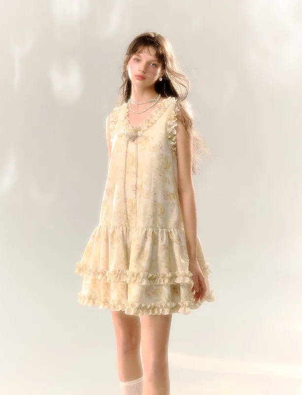 Flower Fairy Sleeveless Suspender A-line Dress SUN0066 Tunics Long Elegant