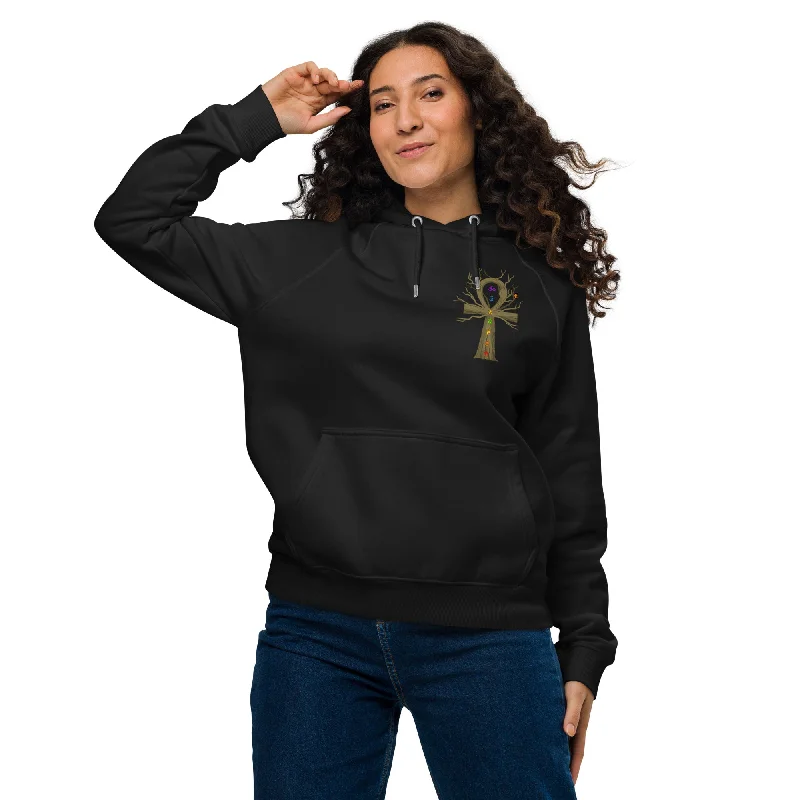 EyeAnkh Chakra Womens eco raglan hoodie Hoodie with Ribbed Cuffs Snug Fit Comfort