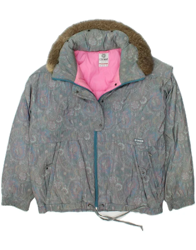 COLMAR Womens Hooded Windbreaker Jacket IT 48 XL Grey Paisley Polyamide Trench Coat Raincoat Waterproof Jacket COLMAR Womens Hooded Windbreaker Jacket IT 48 XL Grey Paisley Polyamide Trench Coat Raincoat Waterproof Jacket