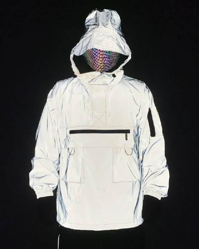 Functional Reflective Half-Zip Hooded Jacket Stand-Up Collar Roll-Neck Collar Turtle Neck Functional Reflective Half-Zip Hooded Jacket Stand-Up Collar Roll-Neck Collar Turtle Neck